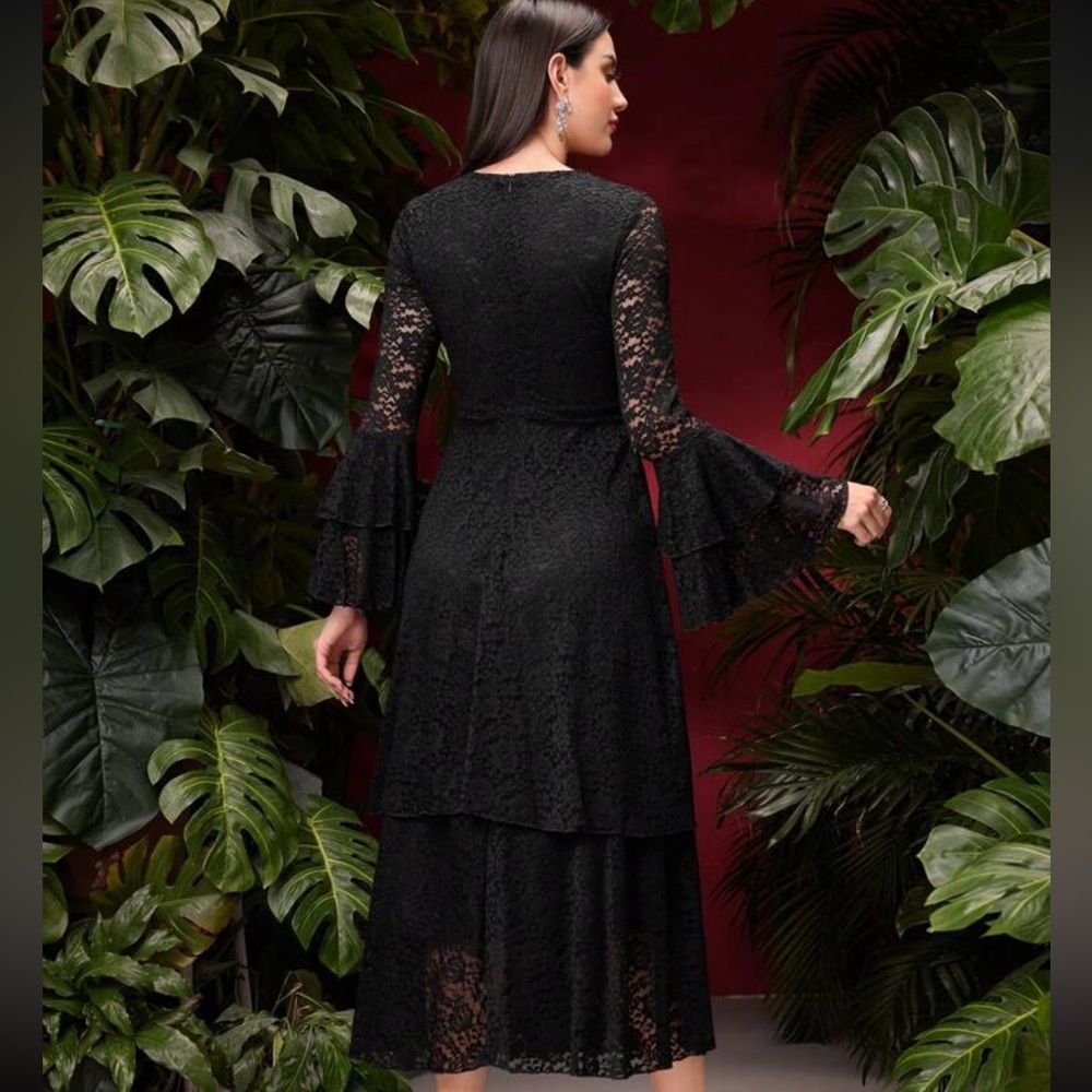 Black Lace Ruffle Dress